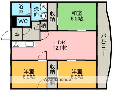 クレールハウスK(3LDK/3階)の間取り写真