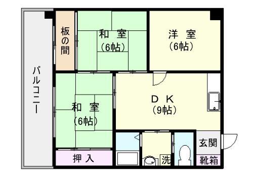 ドミール西田(3DK/2階)の間取り写真