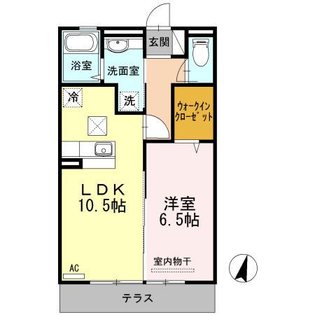 PENNY LANE B棟(1LDK/1階)の間取り写真