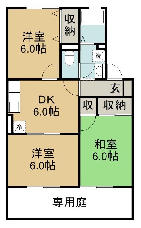 ハイカムール山之内(3DK/2階)の間取り写真