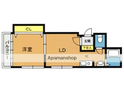 アイル鹿児島(1DK/2階)の間取り写真