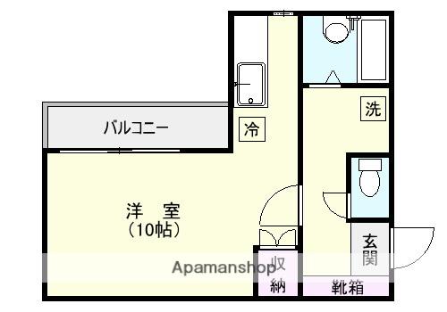 O N 1(ワンルーム/2階)の間取り写真