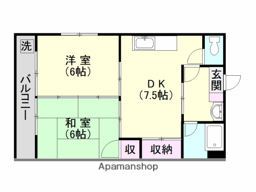 SKコーポ原良(2DK/3階)の間取り写真