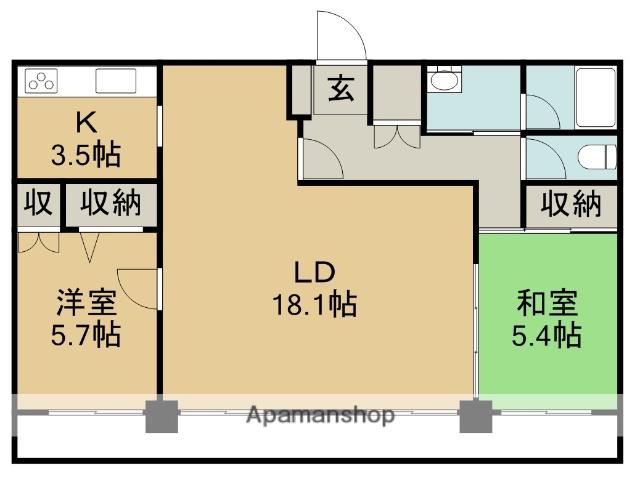 ストークマンション鹿児島(2LDK/8階)の間取り写真