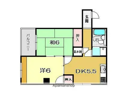 中村マンション(2K/4階)の間取り写真