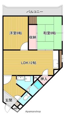 城西パークマンション(2LDK/4階)の間取り写真