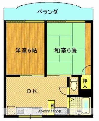 プレステージフジ鹿児島参番館(2DK/5階)の間取り写真