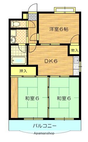 プレステージフジ鹿児島参番館(3DK/2階)の間取り写真
