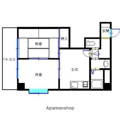 エクステンド清水町(2DK/2階)の間取り写真