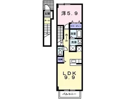 シーメンズ(1LDK/2階)の間取り写真