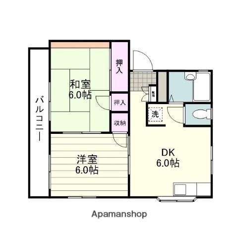ガルダⅢ(2DK/2階)の間取り写真