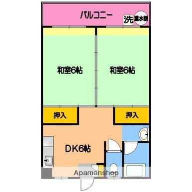 第8松山ビル(2DK/4階)の間取り写真