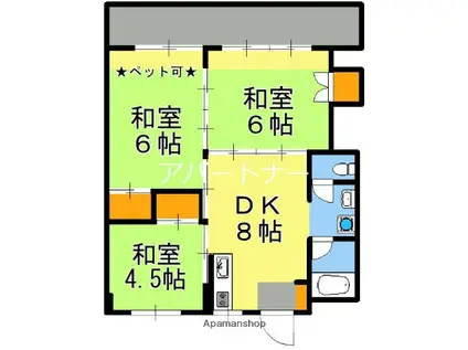 第8松山ビル(2DK/3階)の間取り写真