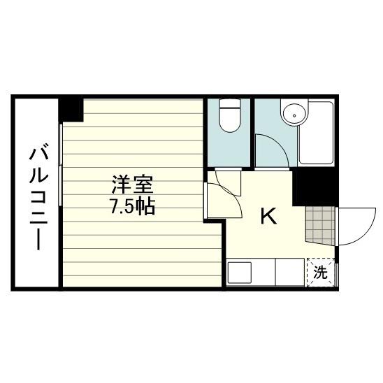 グリーンパークビル(1K/5階)の間取り写真