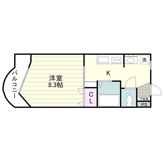 プレザントKT(1K/1階)の間取り写真