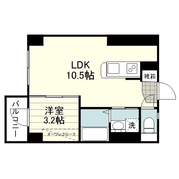 パースサイドタワー(1LDK/6階)の間取り写真