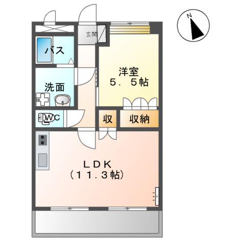 リバーブリーズ・天辰(1LDK/2階)の間取り写真