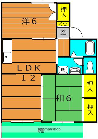 セジュール園田A棟(2LDK/1階)の間取り写真