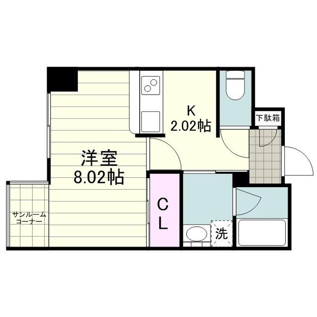 エヴォルート谷山中央(1K/3階)の間取り写真