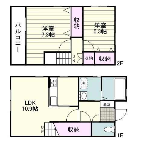 石原タウン(2LDK/1階)の間取り写真