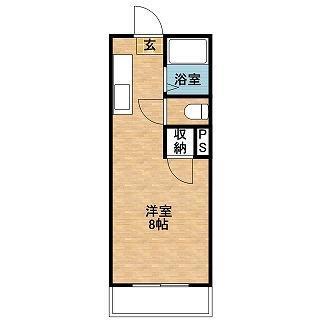 ロゼーヌ唐湊(ワンルーム/2階)の間取り写真