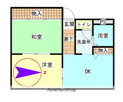 エクセリーヌホワイト(2DK/2階)の間取り写真