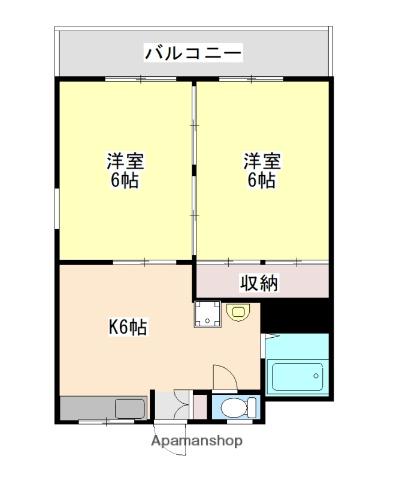 ベルアパートメントⅥ(2DK/2階)の間取り写真