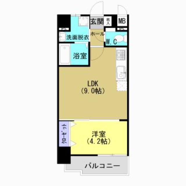 加治屋町MSH(1LDK/9階)の間取り写真