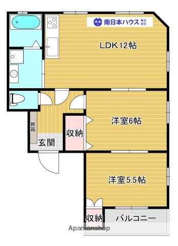 永秀ハイツⅤ(2LDK/2階)の間取り写真