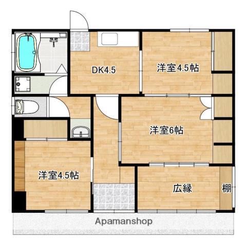 鹿児島市谷山線 二軒茶屋駅(鹿児島) 徒歩6分 1階建 築54年(3DK)の間取り写真