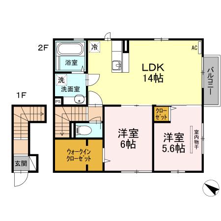ヴィブァン A棟(2LDK/2階)の間取り写真