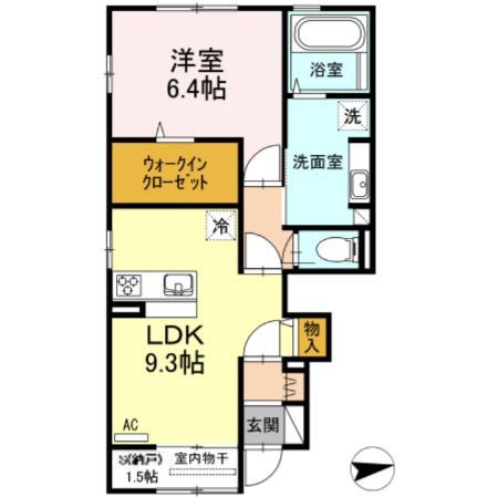 マーベラスコート1(1LDK/1階)の間取り写真