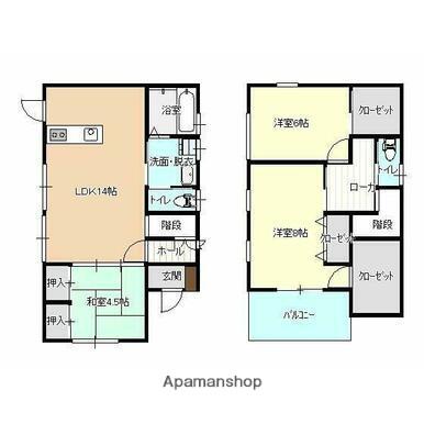 鹿児島県鹿児島市 2階建 築8年(3LDK)の間取り写真