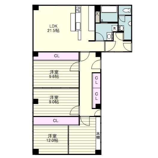 上町ビル(3LDK/3階)の間取り写真