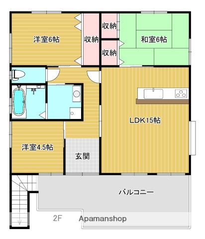 鹿児島市唐湊線 神田駅(交通局前) 徒歩7分 2階建 築54年(3LDK)の間取り写真