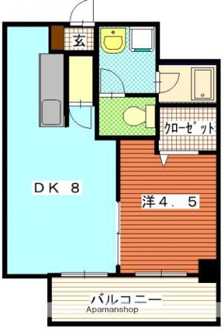 ドリーム21(1DK/4階)の間取り写真