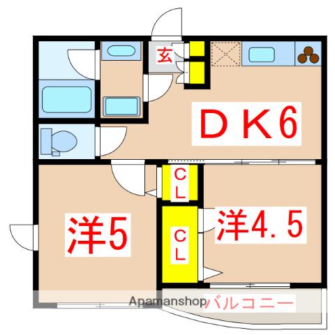 さくらヒルズ唐湊壱番館(2DK/4階)の間取り写真