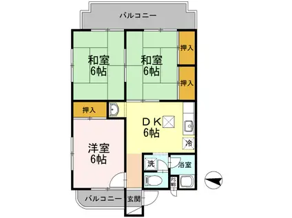 ラ・メゾン・ドゥ・富貴(3DK/4階)の間取り写真