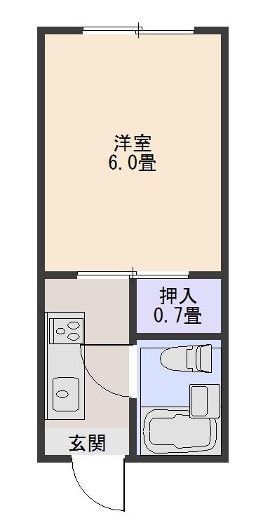 Kアパート(1K/2階)の間取り写真
