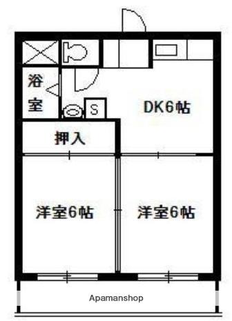 コーポ岩元(2DK/1階)の間取り写真