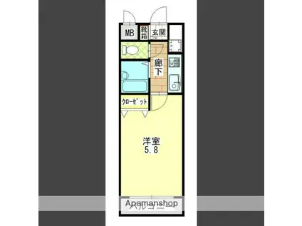 ライオンズマンション西千石(1K/7階)の間取り写真