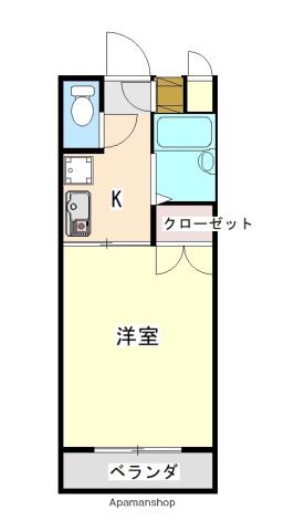 アップルコート紫原Ⅱ(1K/2階)の間取り写真