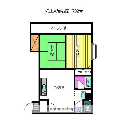 VILLA加治屋(2DK/7階)の間取り写真
