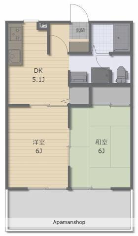 メルベーユ木元A棟(2DK/1階)の間取り写真