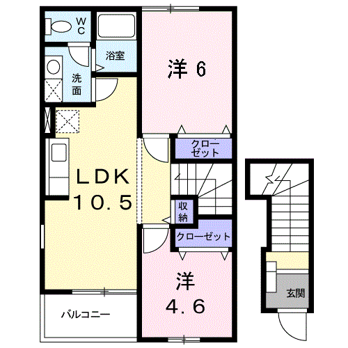 リバ-サイドT・J(2LDK/2階)の間取り写真