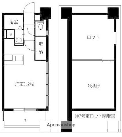 レインボー新栄(ワンルーム/8階)の間取り写真