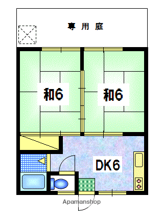 スカイハイツ福留(2DK/1階)の間取り写真