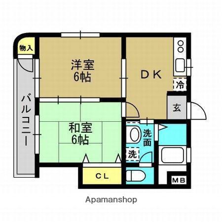 YUKIハイツ(2DK/2階)の間取り写真