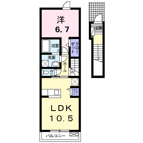 サントマリー・ド・ラメールⅡ(1LDK/2階)の間取り写真