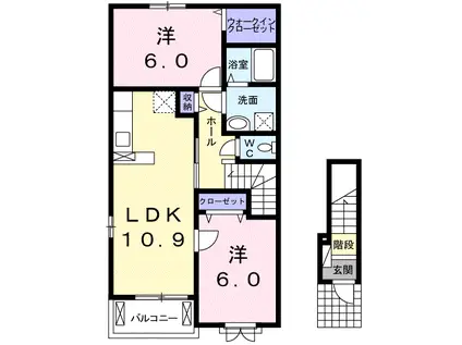 サンパティーク(2LDK/2階)の間取り写真